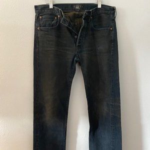 RRL SLIM STRAIGHT FIT DENIM - DISTRESSED BLACK